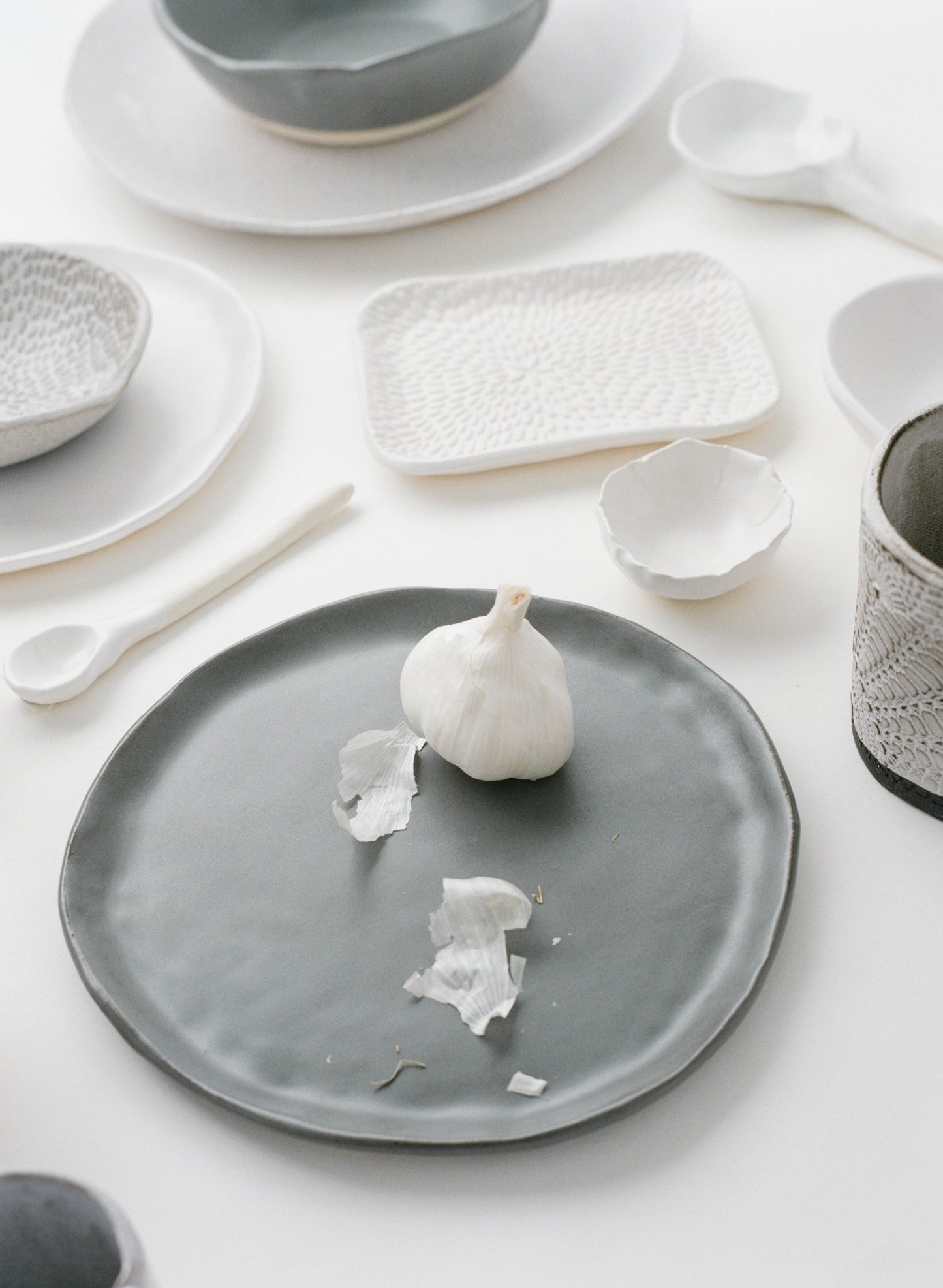 Charcoal Shino Salad Plate