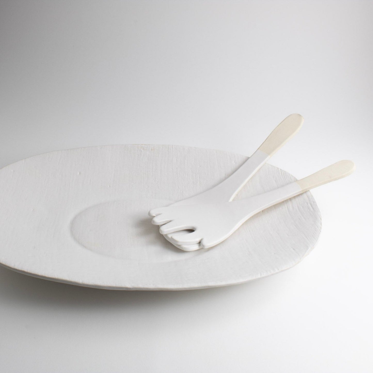 White Linen Oval Serving Bowl