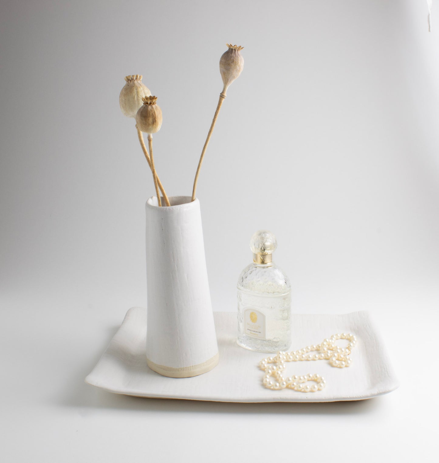 White Linen Taper Bud Vase