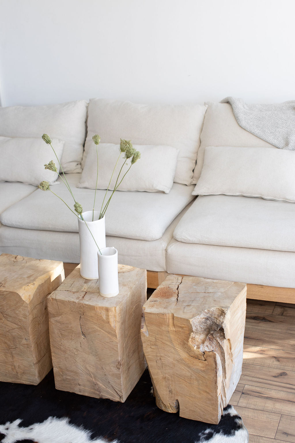 White Matte Pillar Flower Vases