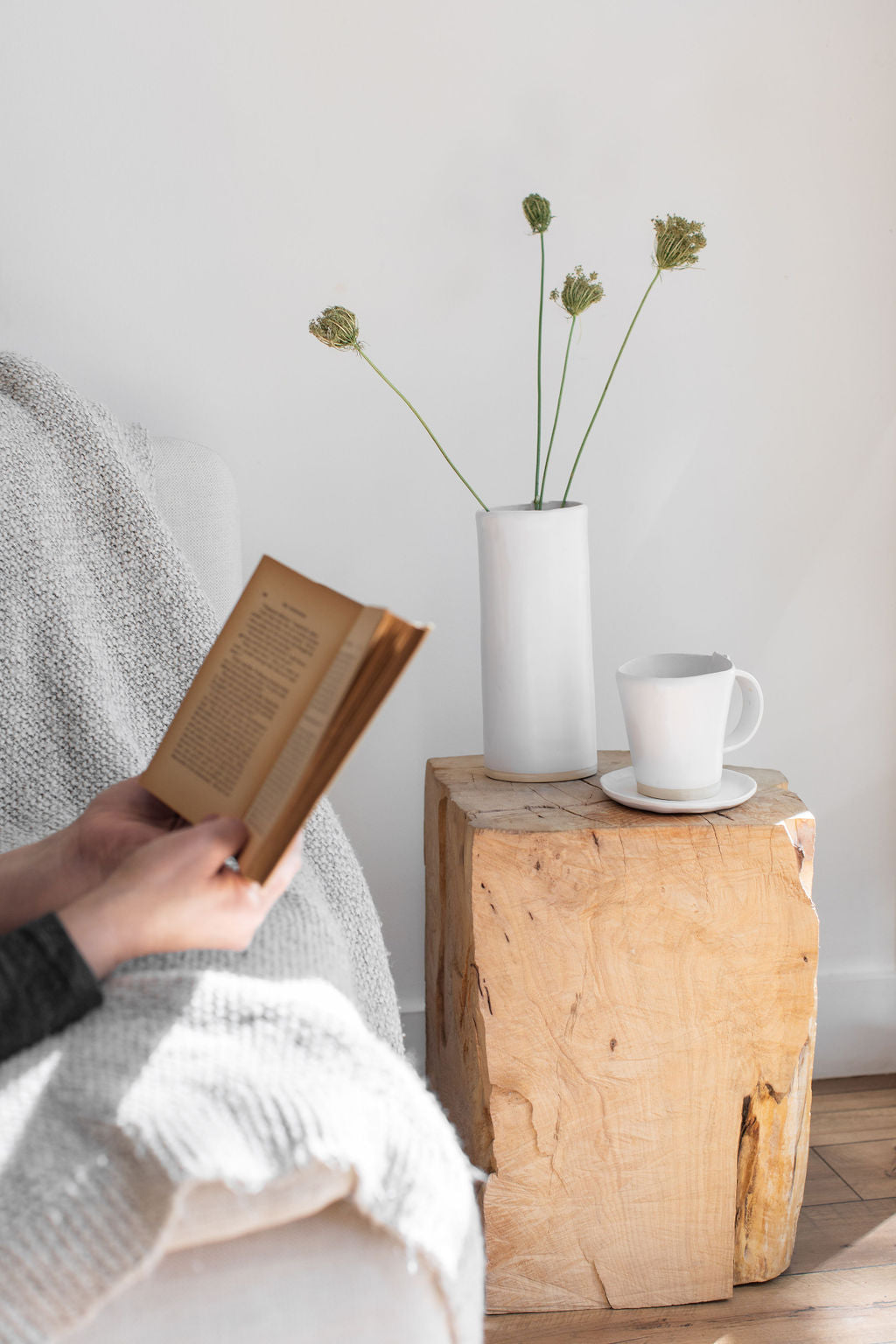White Matte Pillar Flower Vases