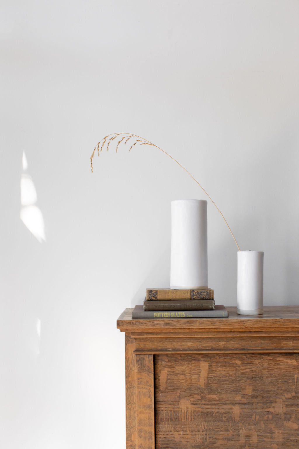 White Matte Pillar Flower Vases