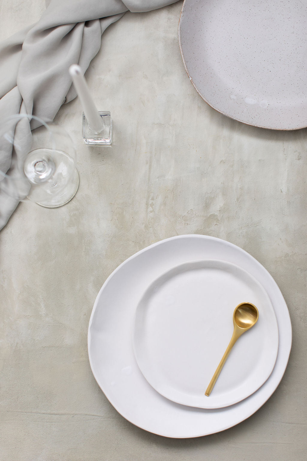tagliaferro ceramics white matte plates table setting