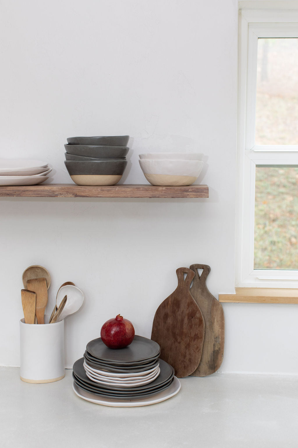 Charcoal Shino Salad Plate
