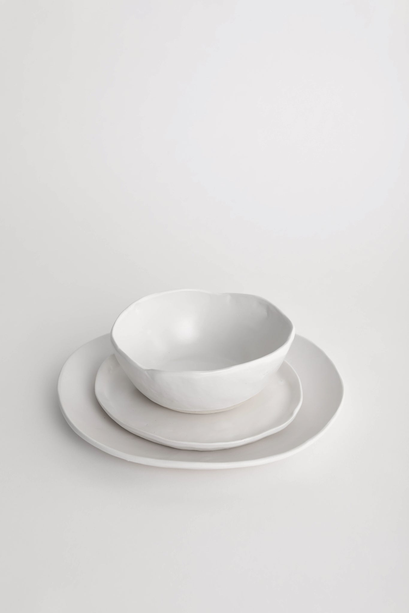 tagliaferro ceramics White Matte ceramic plates and bowl