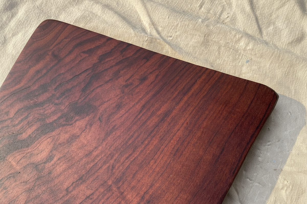 Figured Walnut Grain Detail on Warm Linen