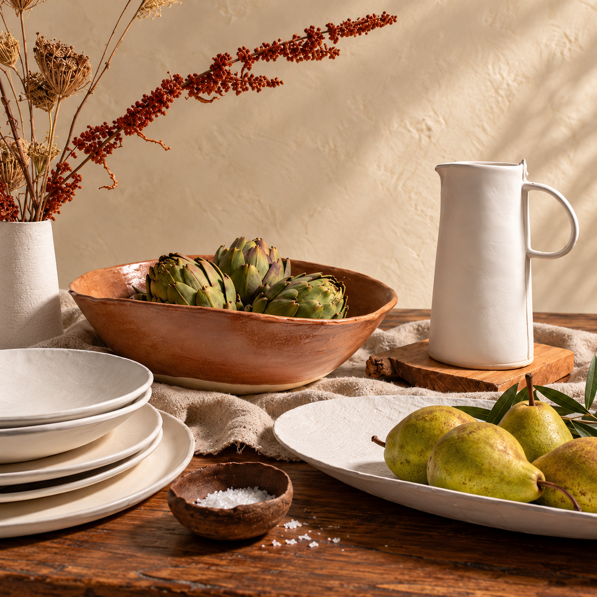 Handmade Ceramic Serving Bowl in Redwood – 15"