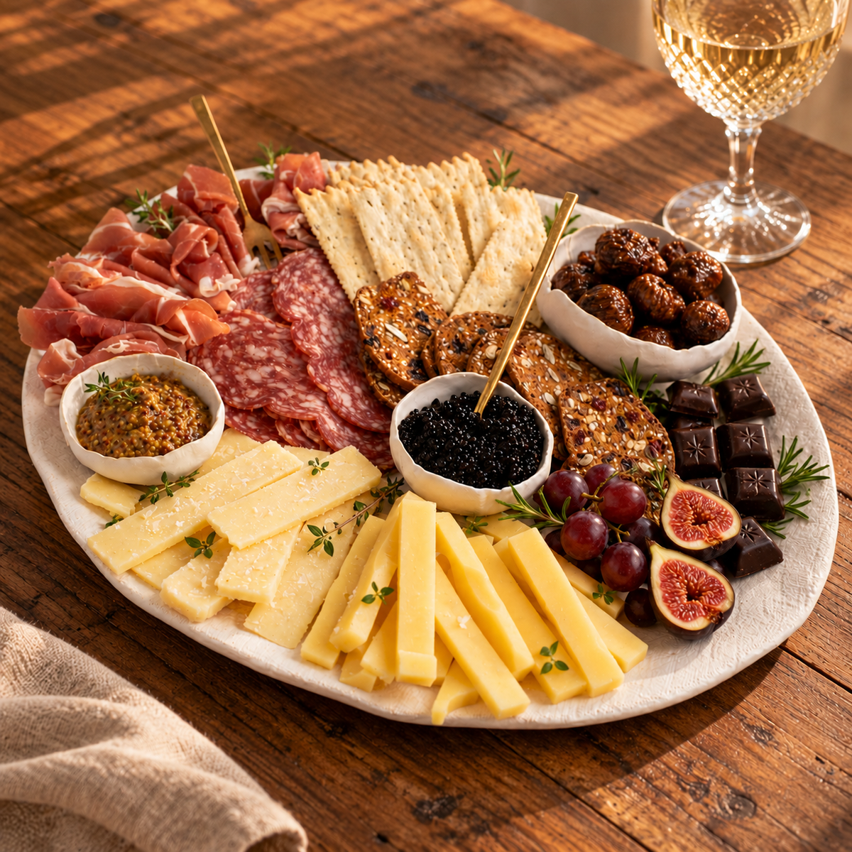 White Matte Linen Oval Platters