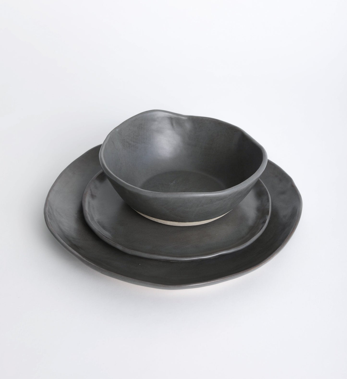 3 Piece Charcoal Shino Dinnerware Set