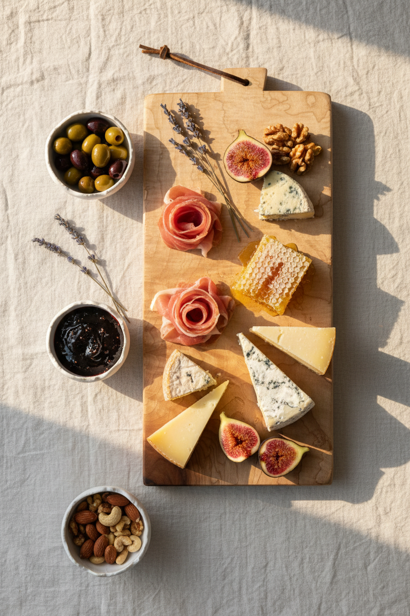Luxury Charcuterie Board with White Matte Spice Bowls