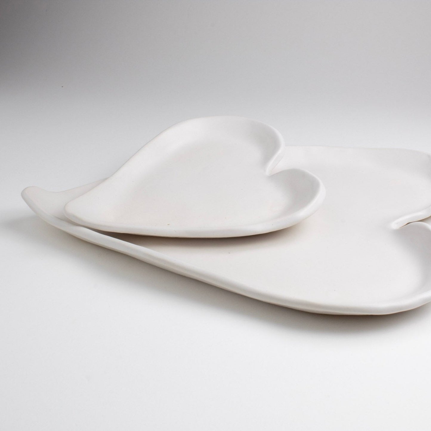 White Matte Heart Plates