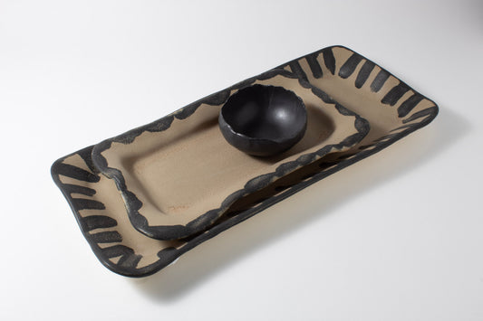 Black & Tan Serving Platters|Seconds Sale 30% Off