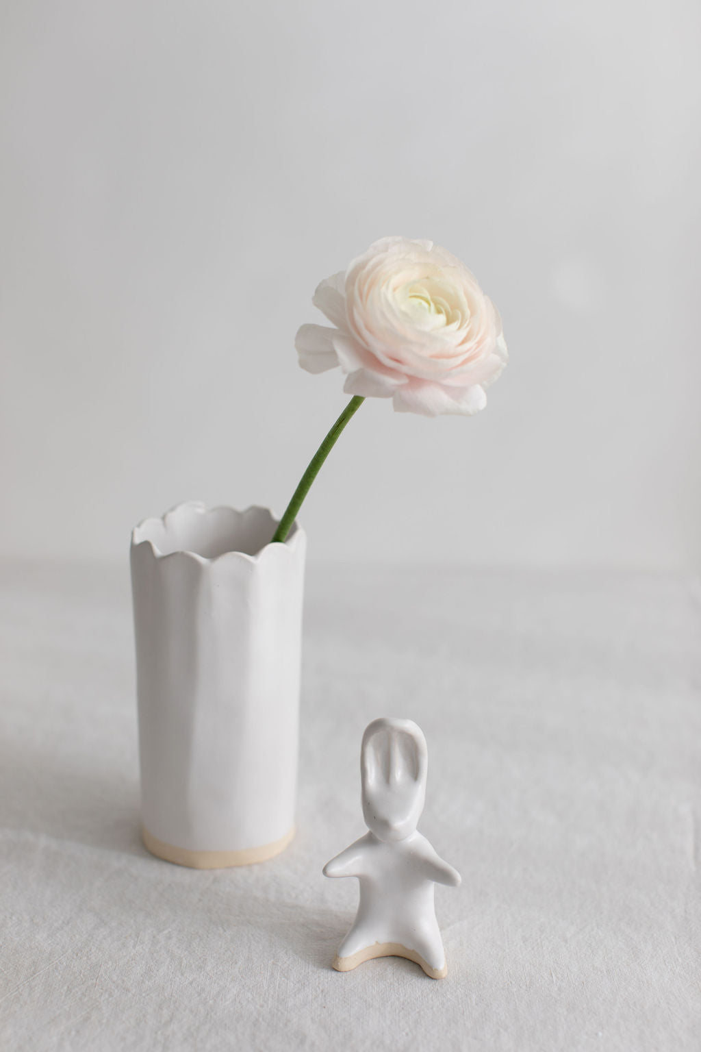 White Matte Fluted Vases