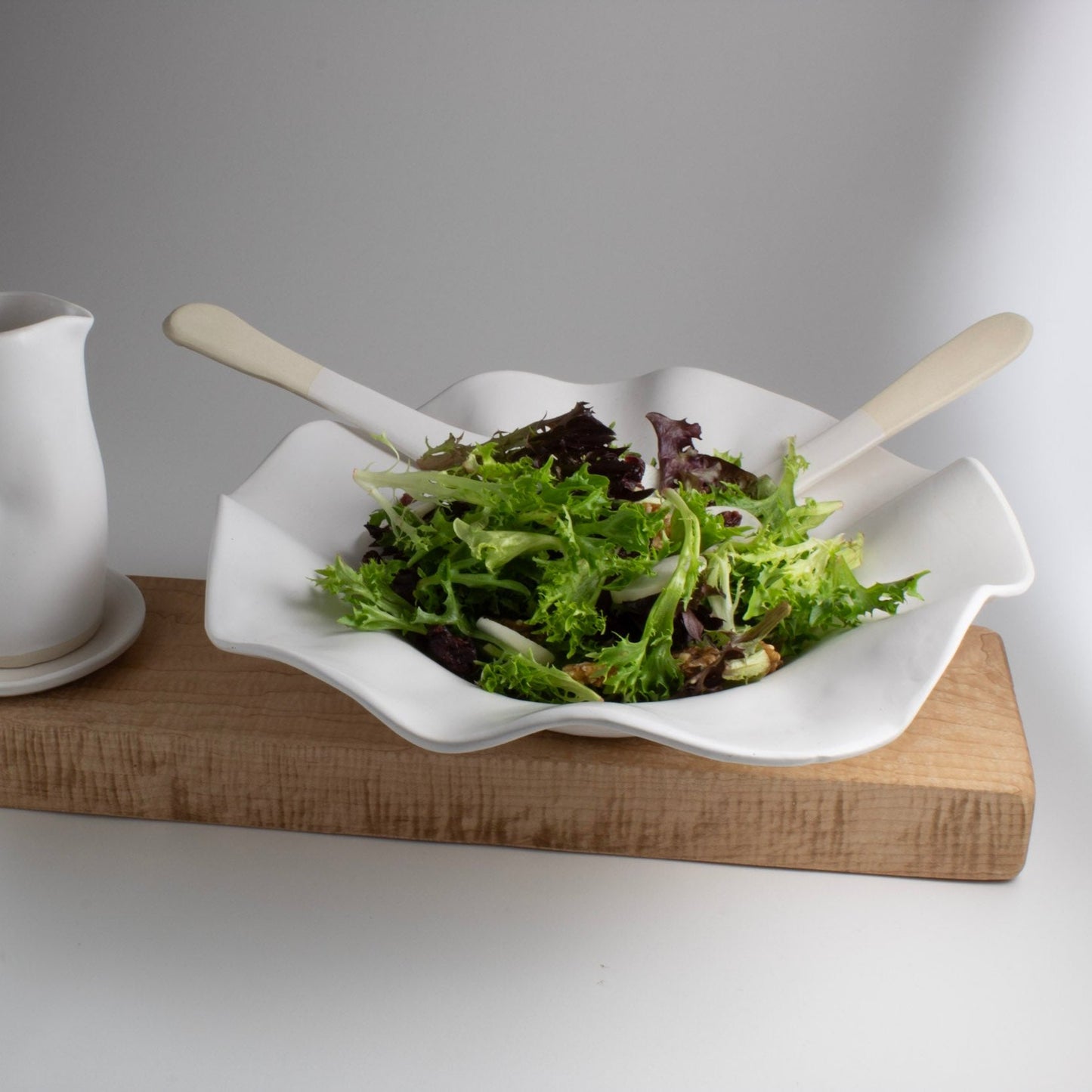 Sculpted Serving Bowl & Salad Tong Set