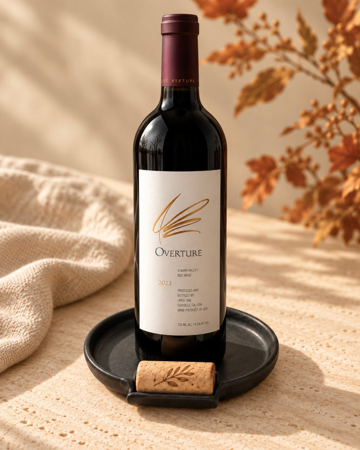 Matte Black Wine Cooler & Wine Plate with Cork Rest