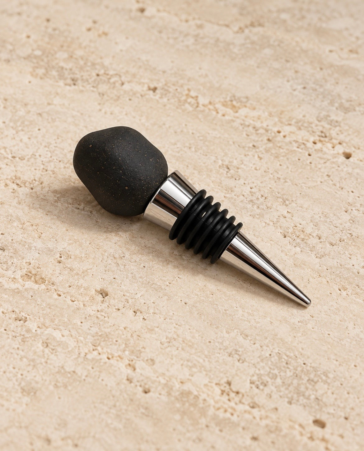 Matte Black Ceramic Bottle Stopper