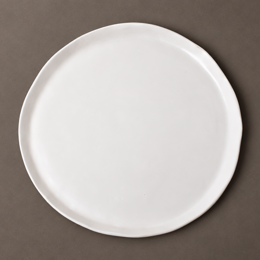 Handmade white matte charger plate, Tagliaferro Ceramics