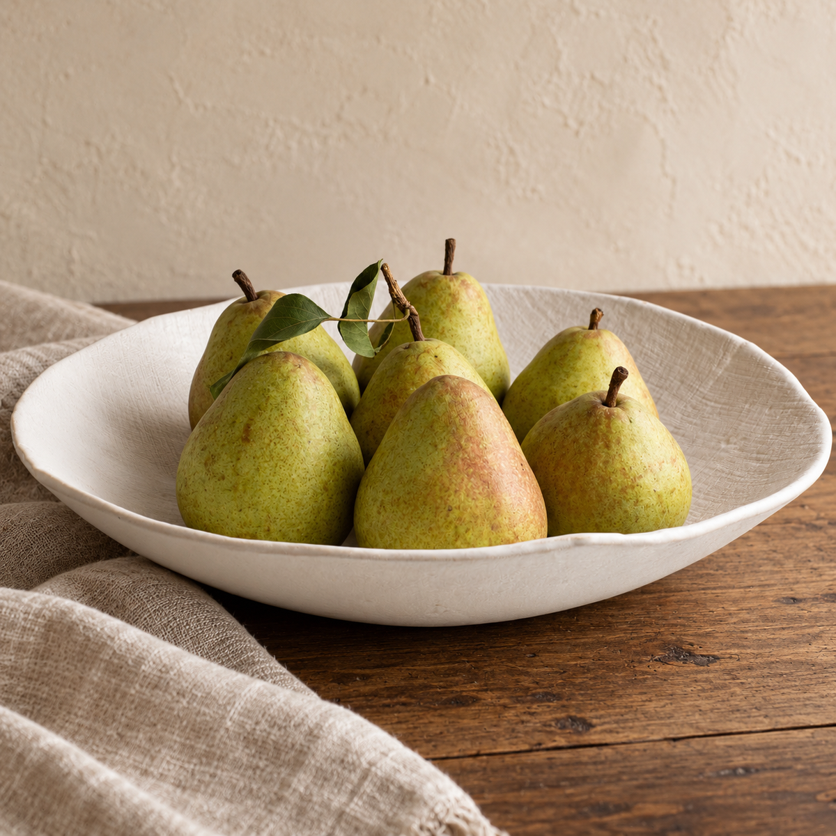 White Matte Linen Serving Bowls