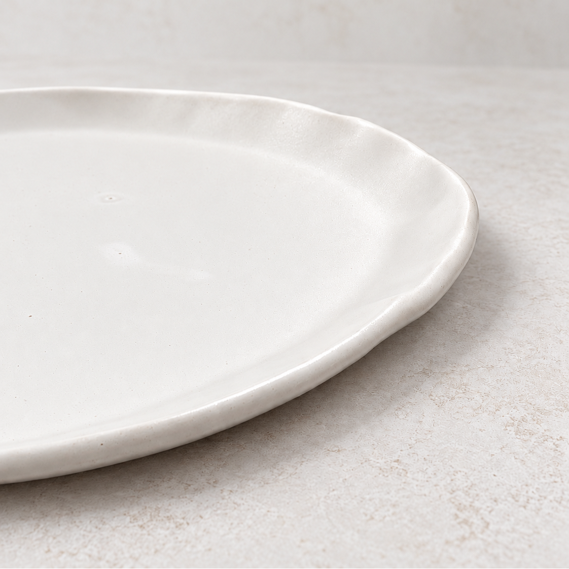 handmade ceramic matte white charger plate, tagliaferro ceramics