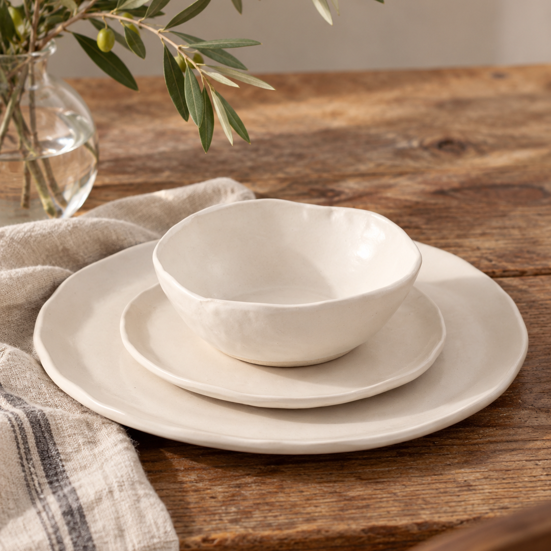 handmade ceramic whitematte charger plate, tagliaferro ceramics