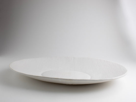 White Linen Oval Serving Bowl