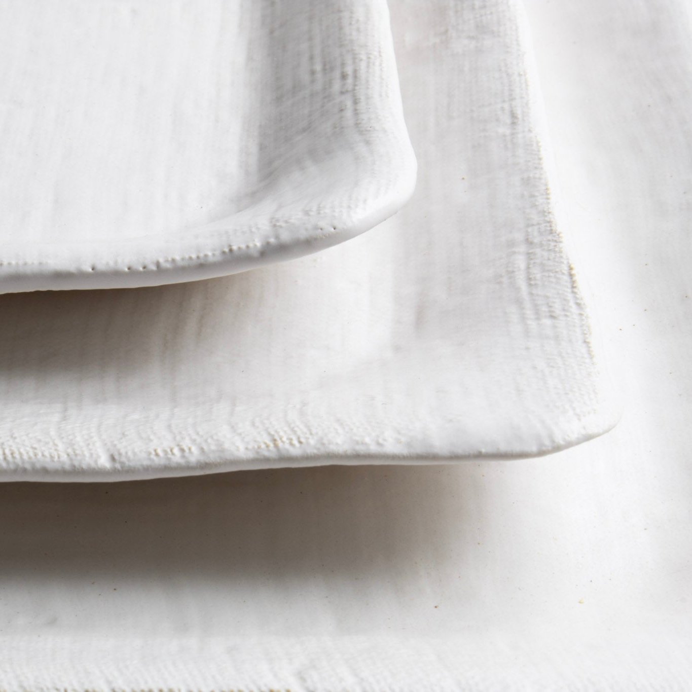White Matte Linen Rectangle Platters