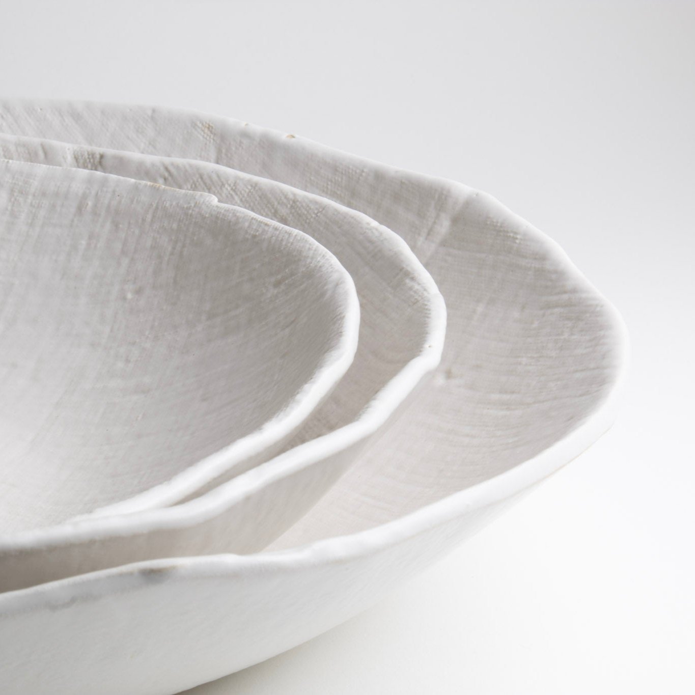 White Linen Serving Bowls