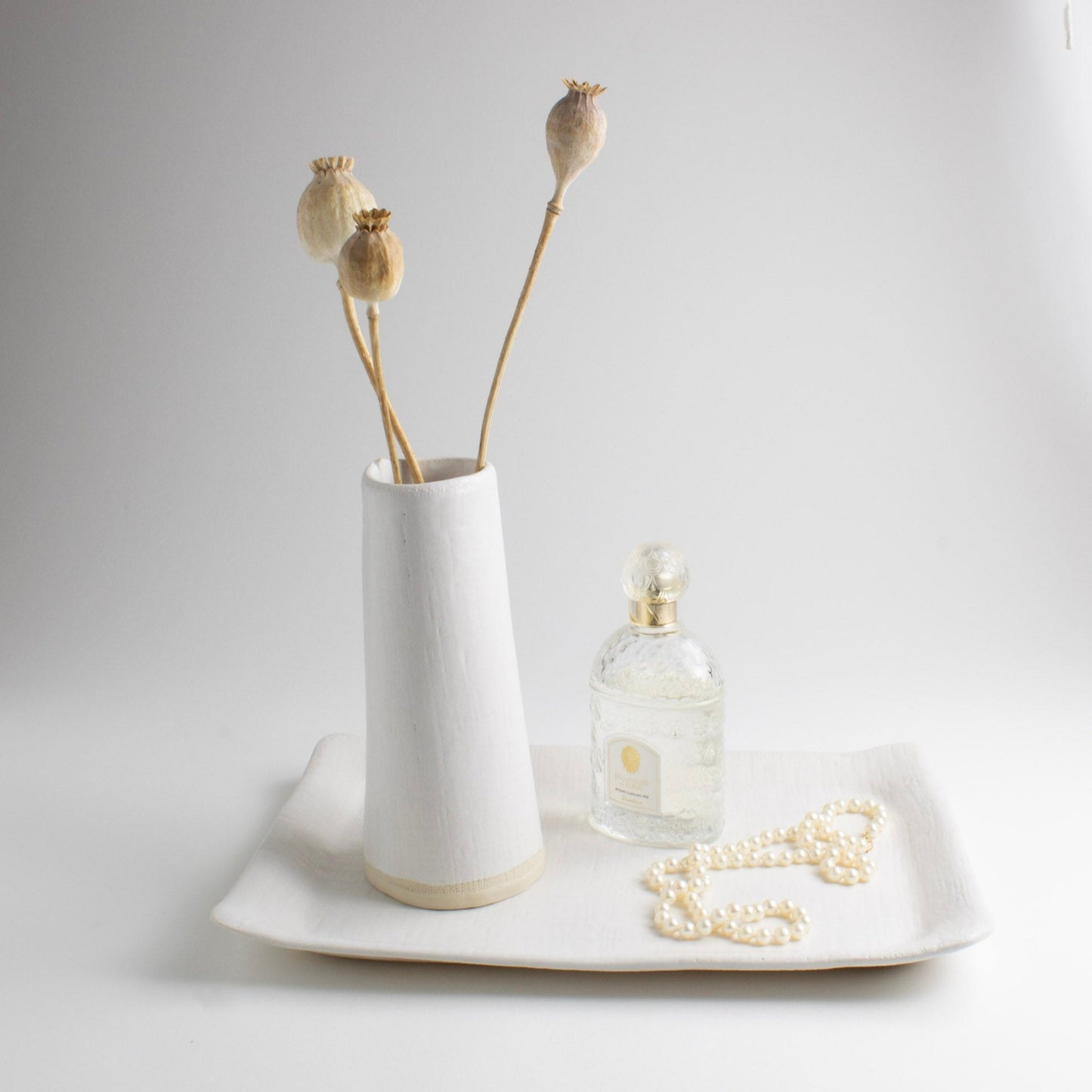 White Matte Linen Rectangle Platters
