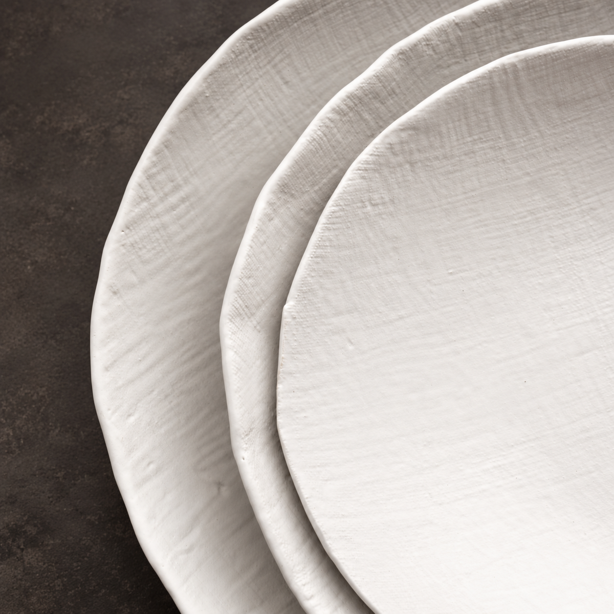 White Matte Linen Serving Bowls