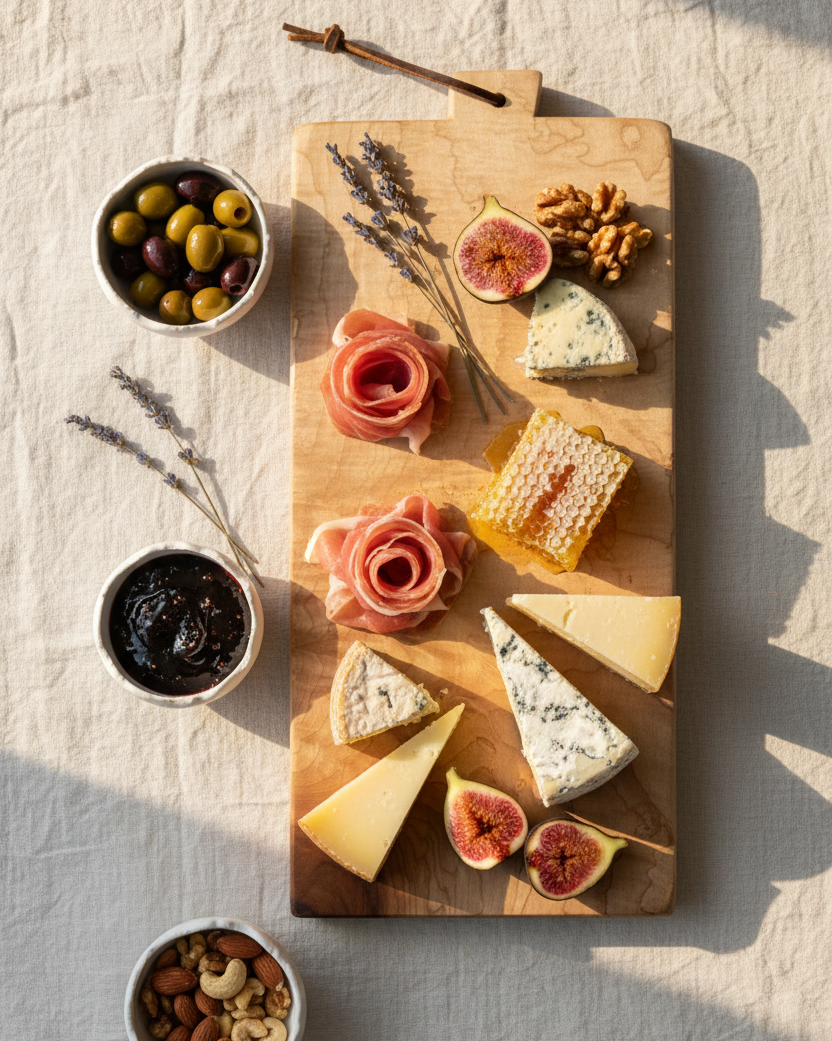 Luxury Charcuterie Board with White Matte Spice Bowls