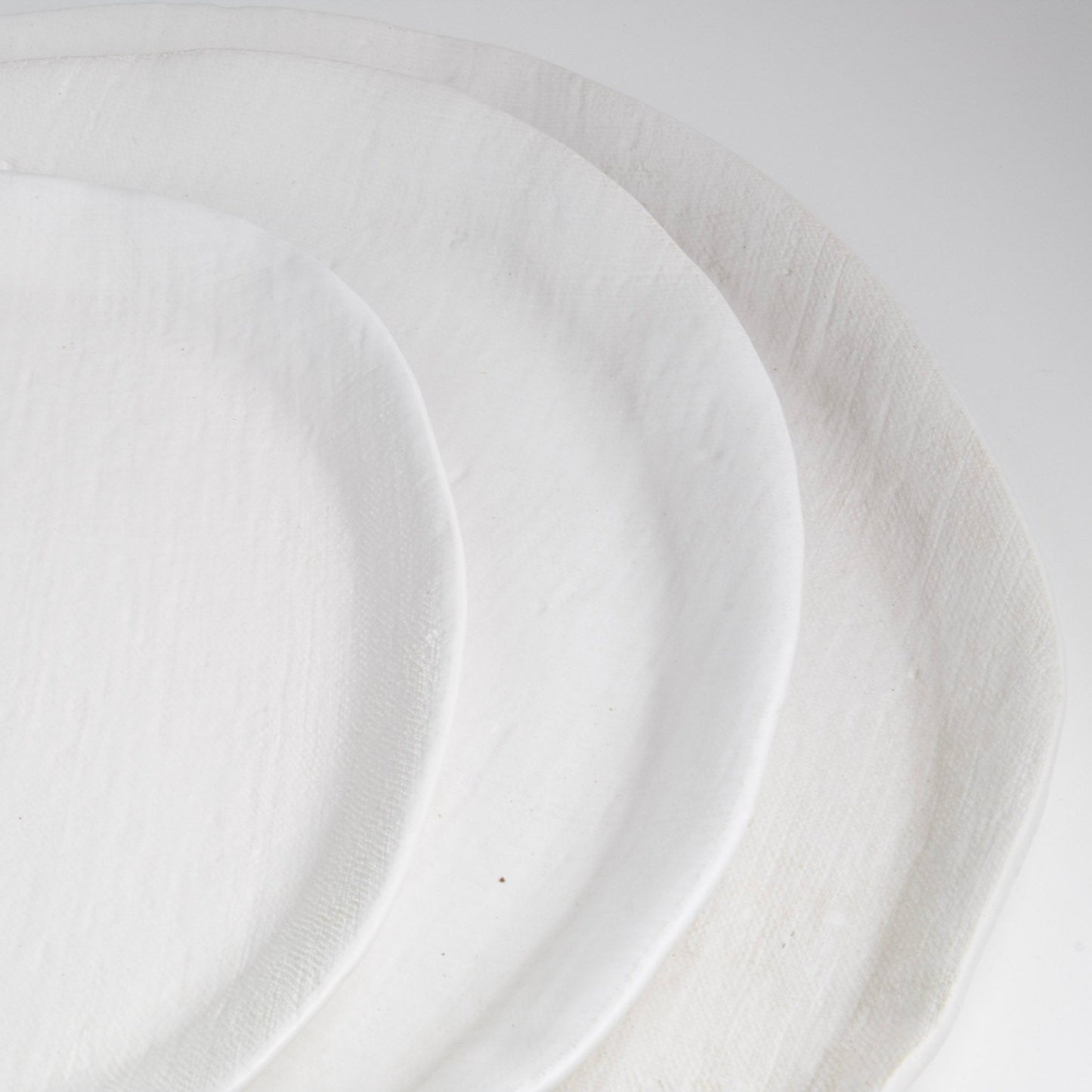 White Matte Linen Oval Platters