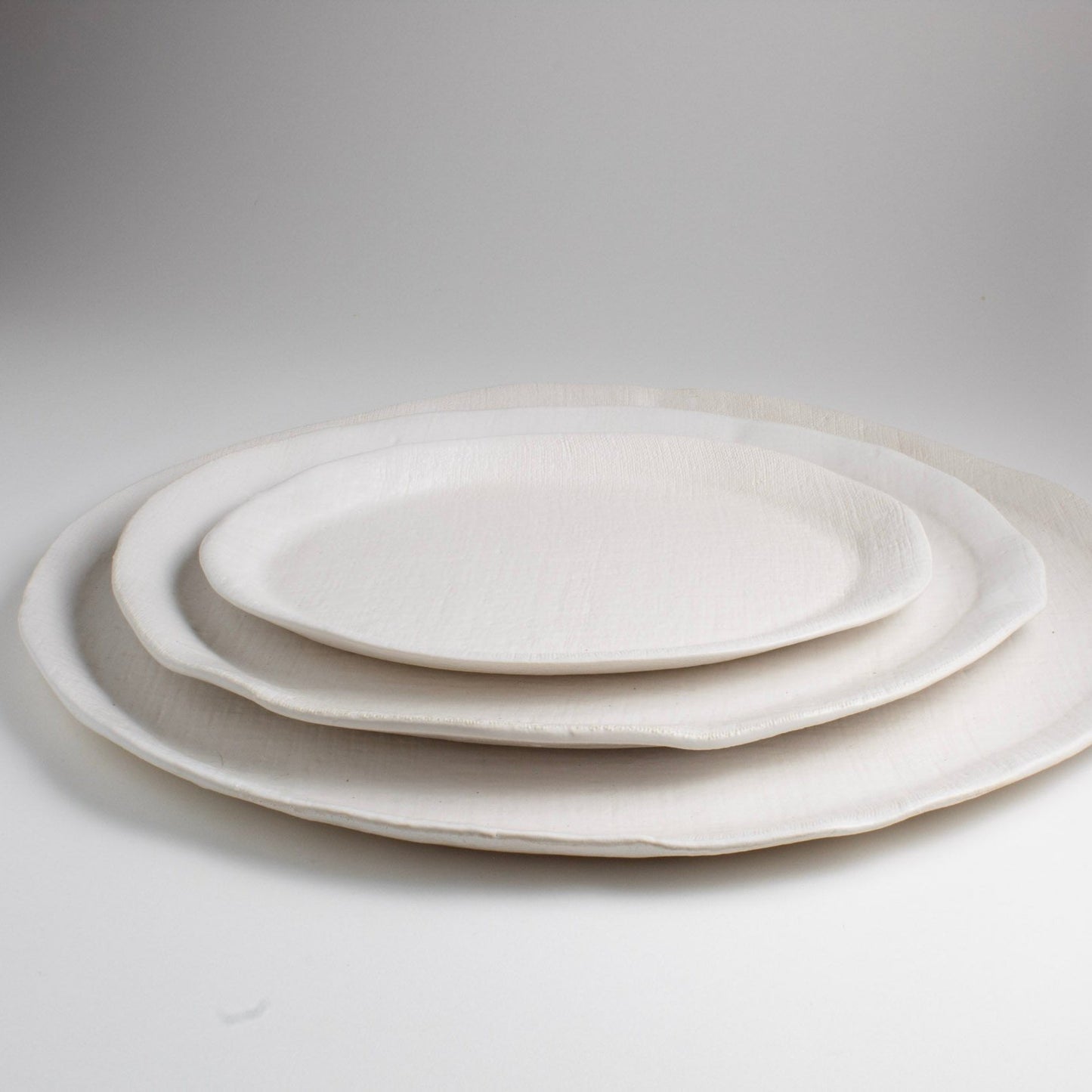 White Matte Linen Oval Platters